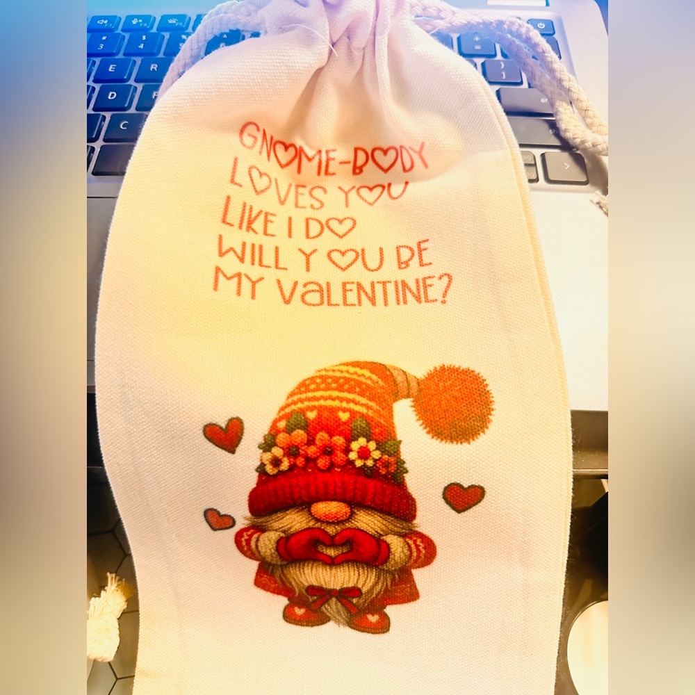 Valentine's Day Gnome Gift Bag - White and Red